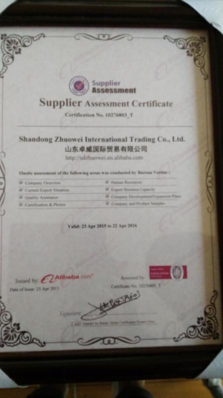 BV Certificate - Shandong Zhuowei lnternational Trading Co.,Ltd