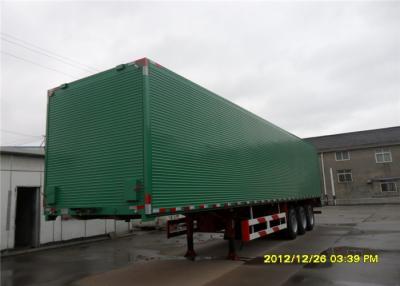 China Three  Axle green color Dry Box Van Truck Cargo Box semi Trailer for sale