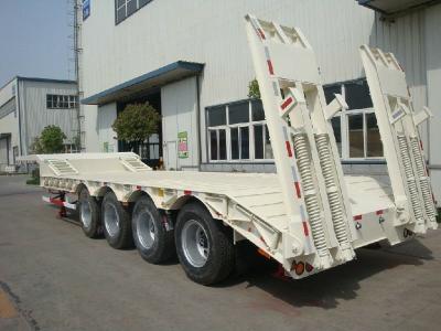 China 4 Fuwa brand axles 80tons heavy duty lowbed truck trailer type lowboy trailers with air suspension for sale