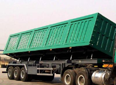 China 45 ton BPW  Axles Green Dump Semi Trailer  mechanical suspension for sale