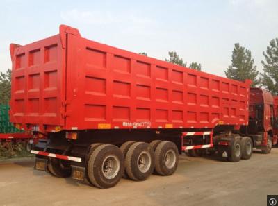 China Mechanical Suspension Red Color Dump Semi Trailer  On Hot Sale for sale