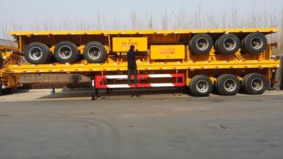 China 3 axle flatbed container semi trailer / flat bed 20ft/40ft container truck trailer for sale