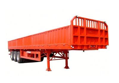 China Tri - axle side wall twist locks flatbed semi trailer , side wall cargo trailer, flatbed tractor trailer for sale