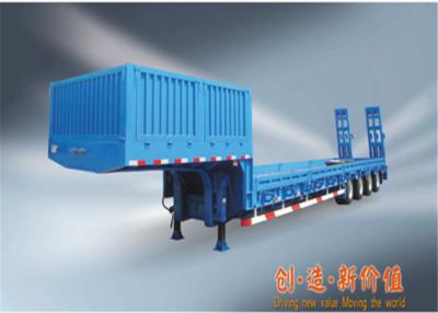 China 3 axle 80 ton payload hydraulic low bed semi trailer for machine transport with bogie suspension for sale