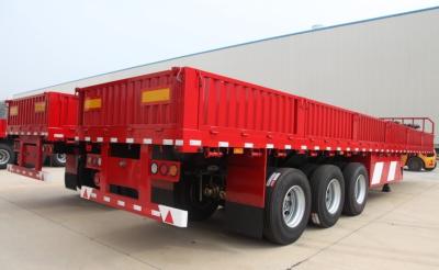 China 3 Axle High Bed Cargo Semi Trailer Side Wall Open 30 - 60 Ton Loading Weight for sale