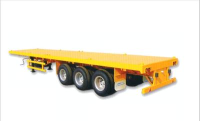 China Heavy duty Vehicle 60 ton low flatbed semi trailer/Tri-axle High bed truck trailer with checker plate for sale