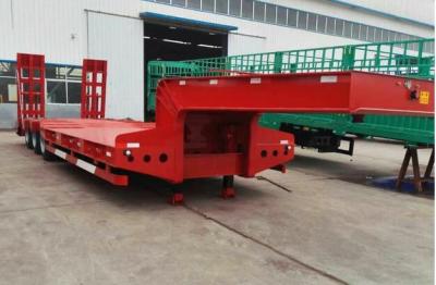 China 40 ton Q345B Carbon Steel Low Bed Semi Trailer , 3 Axle Constructure Machinery Transport Flat Bed Trailer for sale