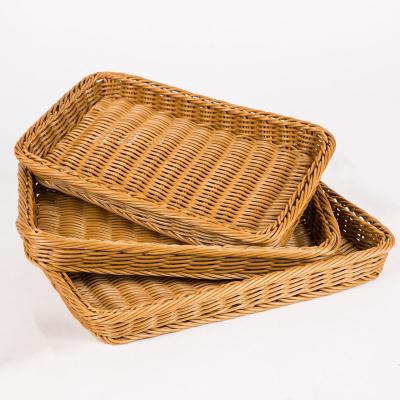 China Wholesale Home Viable PP Rattan Basket Hotel Restaurant Artificial Rattan Woven Bread Basket for sale