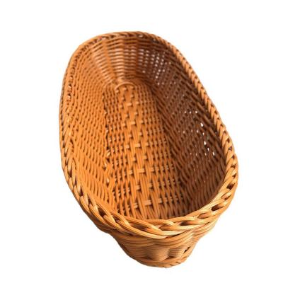 China Hotel Sustainable Handwoven Restaurant Basket Artificial PP Rattan Fruit Bread Basket for sale