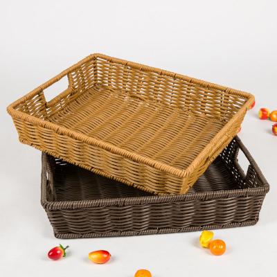 China High Quality Viable Home Fruit Basket Bread Rattan Artificial PP Rattan Storage Basket for sale