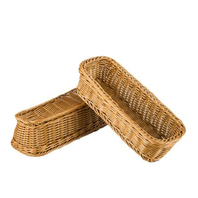 China Hotel Viable Handmade Restaurant Storage Basket Artificial PP Rattan Knife and Fork Basket for sale