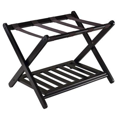 China 100% Eco-friendly Popular Style Modern Practical Homes Beam Hotel Solid Wood Folding Double Luggage Rack for sale