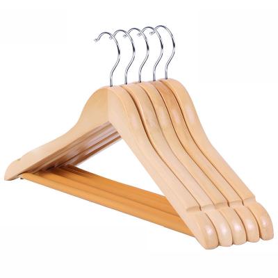 China Wholesale antique coat hanger new products fashion luxury hotel light clothing store round non-slip wooden hook hanger for sale