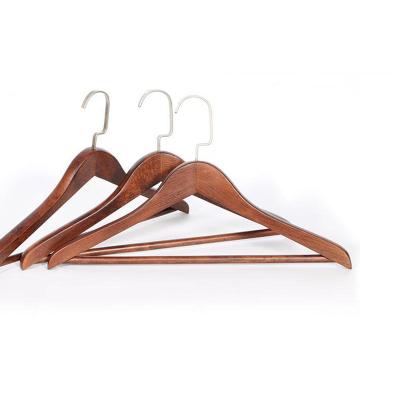 China Wholesale antique hotel clothing store coat hanger high quality products flat hook thickened wooden hanger for sale