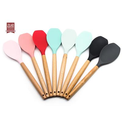 China Viable Silicone Rubber Spoonula Spoon Spatula Cookware Food Grade Silicone Kitchen Salad Spoon Stick Heat Resistant Unsustainable zu verkaufen