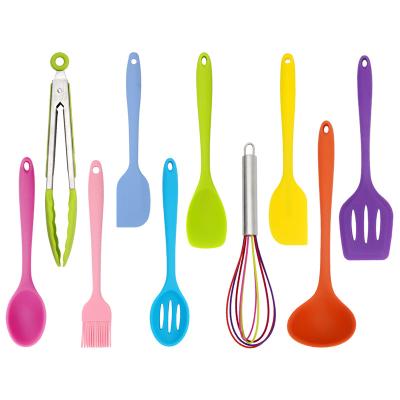 China 10 Pieces Sustainable Set Non Sustainable Kitchen Accessories Professional Stick Silicone Material Utensil for sale