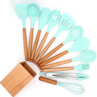 China 12pcs Sustainable Kitchen Cookware Set Stick Kitchenware Accessories Silicone Non Cooking Kitchen Utensil Set Tools With Holder for sale