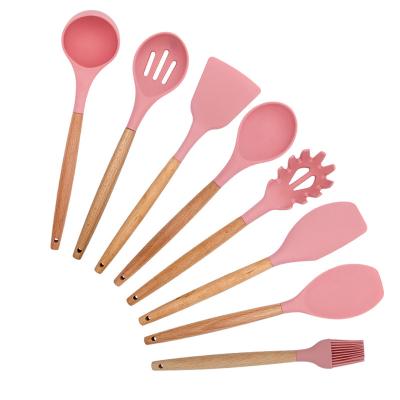 China Amazon Seller Kitchen Utensils Smart Hot Sustainable Natural Heat Resistant Silicone Non-Stick Cooking Tool 8 Pieces for sale