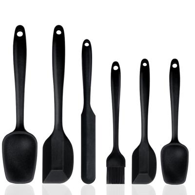 China Durable Goods 6 Pieces Silicone Non-Stick Spatula Set Heat Resistant Rubber Kitchen Spatulas Cooking Scraper Cookware Baking Mixing Sets for sale