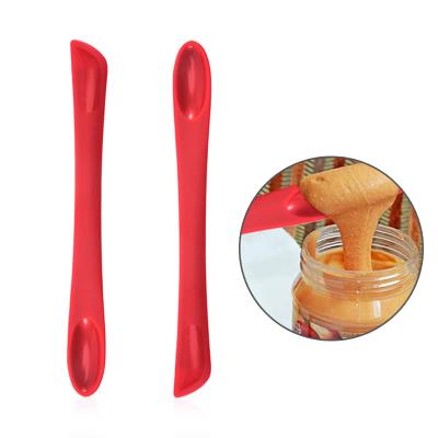 China Kitchen Disposable Disposable Instruments Lines Head Silicone Cream Spatula For Mini Cake Cream Scraper Fruit Butter Cake Sauce Pot Spoon for sale