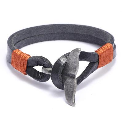 China New Career Men's Whale's Tail Alloy Bracelet Cowhide Office / Hand - Woven Men's Bracelet Factory Outlet for sale