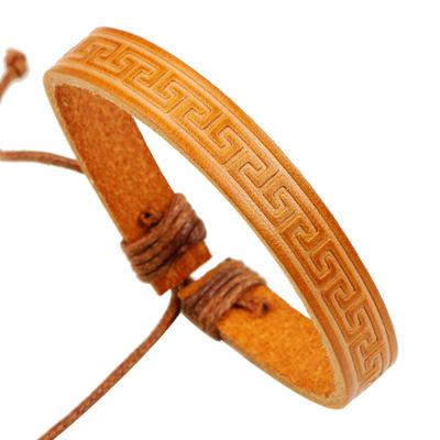 China New quarry office/factory direct sales cowhide bracelet wholesale, punk cowhide bracelet, embossed leather bracelet for sale