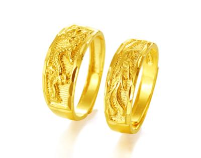 China Fashion Wholesale 24K Gold Brass Open Adjustable Wedding Couple Rings for sale