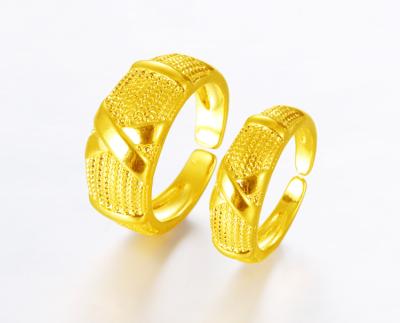 China Fashion 24K Gold Brass Open Waist Adjustable Engagement Couples Rings for sale