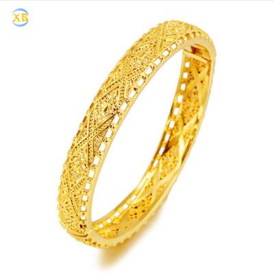 China Fashion Women Antique 24K Gold Copper Jewelry Bangle Bracelet for sale