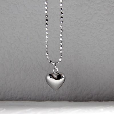 China Handmade European and American Chain Jewelry Love Silver Bead Necklace 925 Sterling Silver Necklace Long Neck for sale