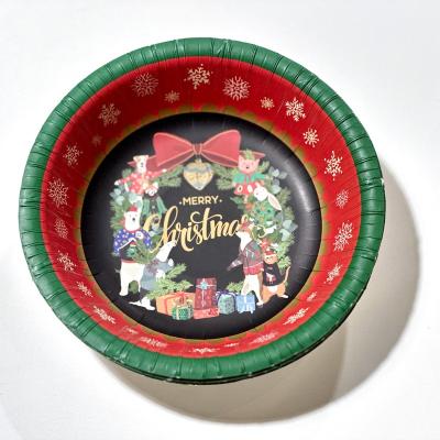 China Christmas wedding paper bowl paper bowl disposable Christmas paper theme painting fine material for sale