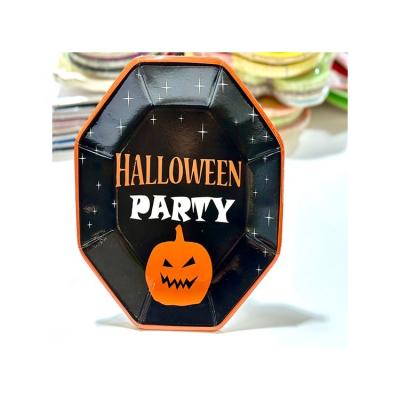 China Disposable eco-friendly safety partysupplies cheap price solid wednesday plate cute miniature paper pumpkin baby paper plates for sale