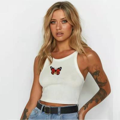 China 2022 Anti-wrinkle European and American border women's spring and summer fashion new printed around the neck navel short slim top for sale