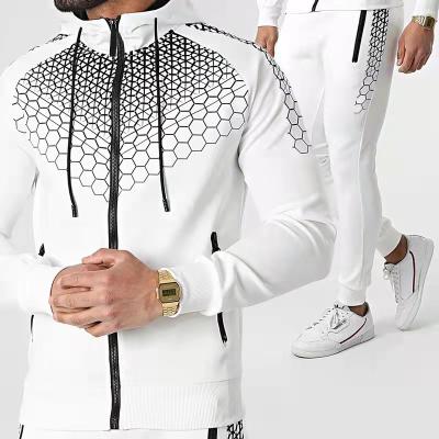 China New Breathable Tender Sports Two Piece Honeycomb Printing Long Sleeve Cotton Hoodie Blockbuster Sweatsuit for sale