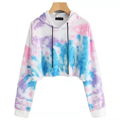 China wholesale Anti-wrinkle ladies cropped hoodie dyed tie-dyed heavy hoodie sports women's hoodie high quality must-have for sale