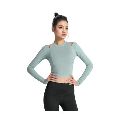 China Popular Women's Gym Quick-Drying T-off-the-Shoulder Gym Wear Yoga Clothing Top 85% Nylon 15% Spandex Training Spandex for sale