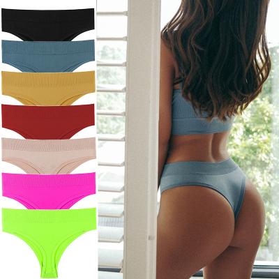 China Custom Women's Breathable Panty Color Thong Women's Panties Low Rise Fitness Underwear Sexy Seamless One-Piece Stretchy Female Lingerie for sale