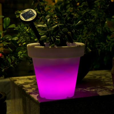 China PPmaterial Garden Lamp RGB Modern Decorative Flowerpot Lights LEDWith Solar Powered Outdoor for sale