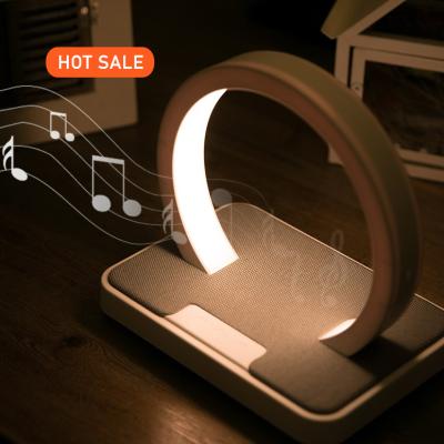 China 3 Way Touch Design Table Night Light Rechargeable Wireless Dimmable Bedside LED Speaker Plastic Small Lamps For Hotel for sale