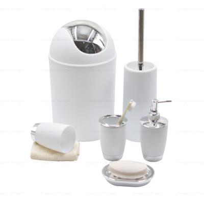 China Sustainable White Bathroom Set 6 Piece Bathroom Accessories Toilet Accessories Set for sale