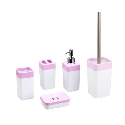 China Viable Luxury Home Decoration Popular Price Cheap Plastic 5 Pieces Accessories Set Bathroom Ware for sale