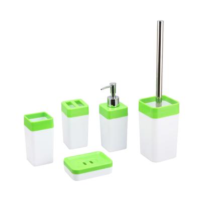 China Cheap Price Sustainable 5 Piece Plastic Bathroom Accessories Set Luxury Plastic Bathroom Set for sale