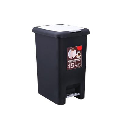 China Sustainable Wholesale Household Vegetable Garden Plastic Black Pedal Recycle Trash Garbage Bin for sale