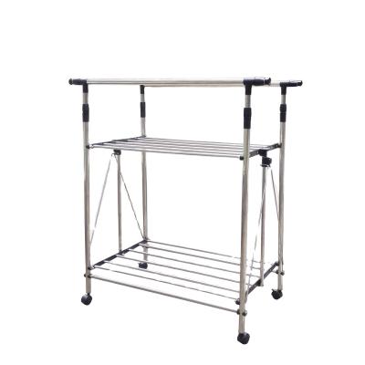 China Sustainable New Design Folding Stainless Steel Double Layer Clothes Drying Rack for sale