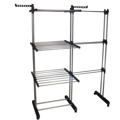 China Sustainable Hot Sale Consumable 3 Tier Stainless Steel Clothing Drying Rack for sale