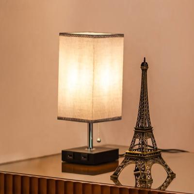 China Hot Selling European Amazon Office Hotel Bedroom Small Lamp Rechargeable Wooden Base Table Lamp Lights USB Bedside Table Lamp Night Lights for sale