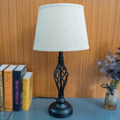 China Modern North American style Cloth Shade Table lamp modern North American style iron table lamp shade iron table lamp restaurant home hotel bedroom bedside bamboo canvas table lamp for sale