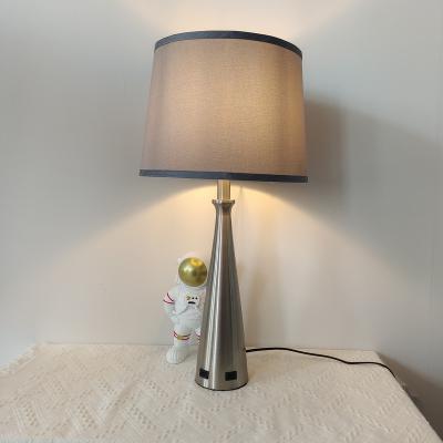 China From Factory Directly Selling USB Fabric Lampshade Table Light Filler Dimmable Double Dimming European Metal Table Lamp for sale