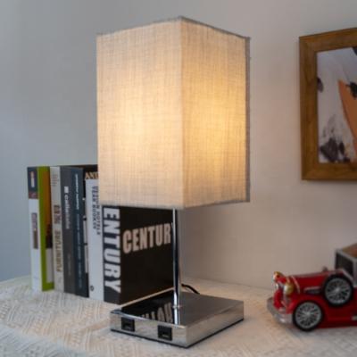 China Nordic American simple fashion table lamp bedside lamp bedside bedroom canvas desk lamp fabric table lamp for sale