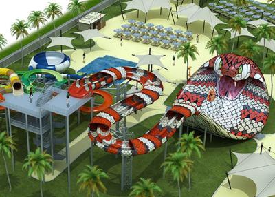 China 58M * 19M Custom Water Slides / Water Park Equipment Fiberglass Snake Style for sale